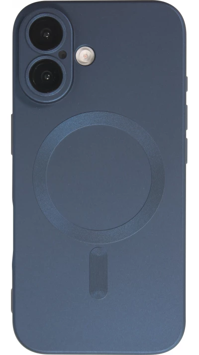 Coque iPhone 16 - Gel souple avec vitre de protection caméra MagSafe - Bleu foncé