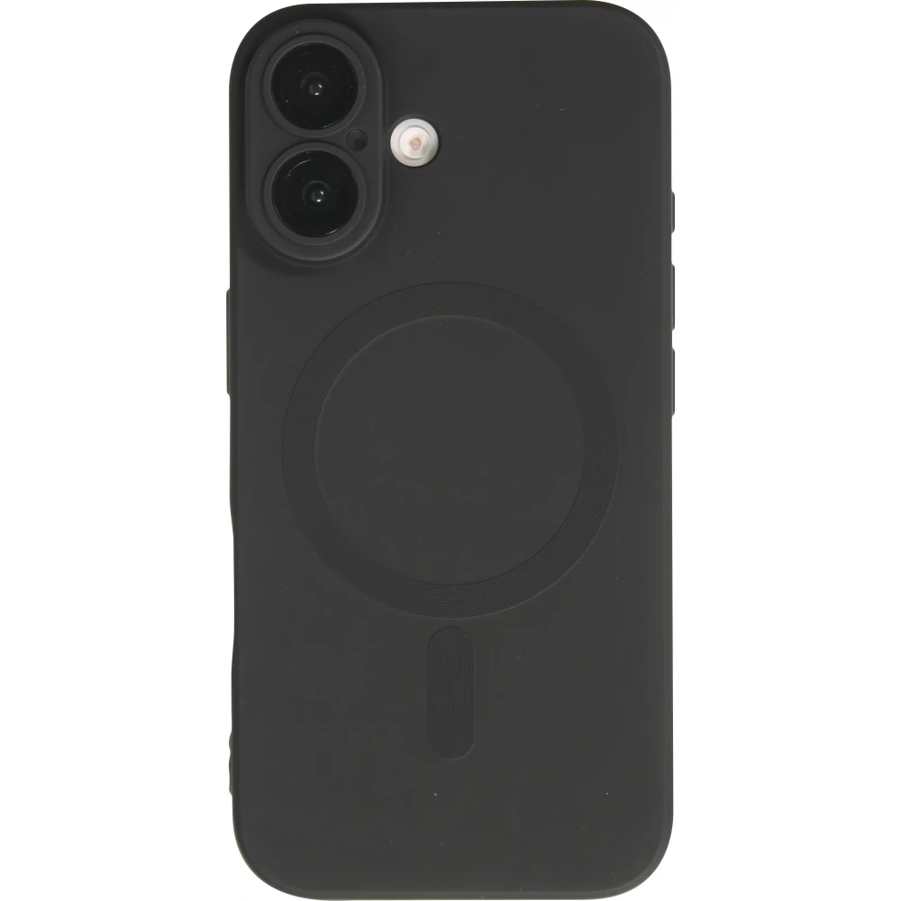 Coque iPhone 16 - Gel souple avec vitre de protection caméra MagSafe - Noir