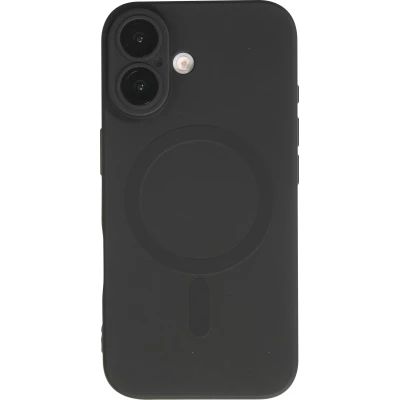 iPhone 16 Case Hülle - Gummi weich mit Kameraschutzglas MagSafe - Schwarz