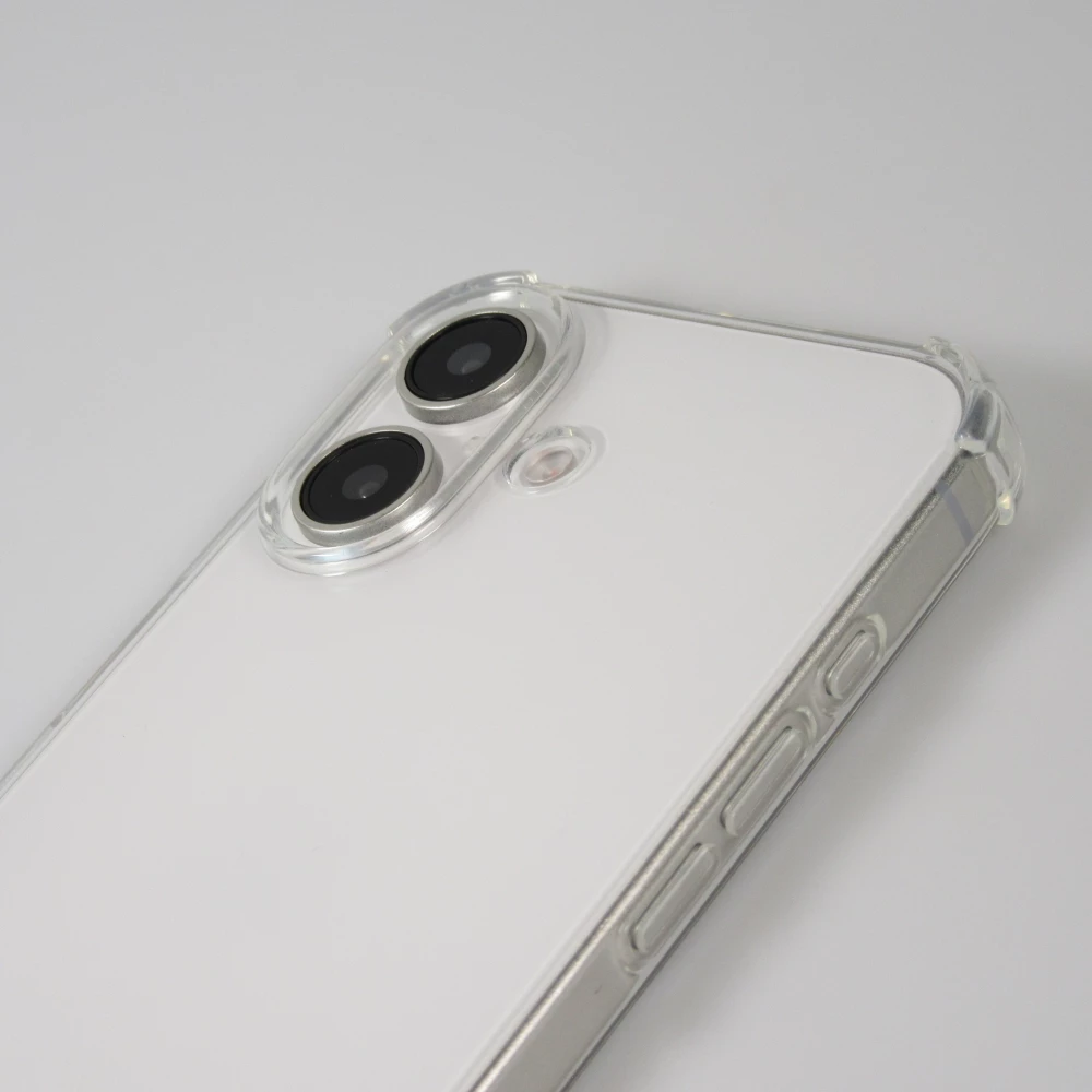 Coque iPhone 16 - Gel transparent avec lacet bleu tacheté
