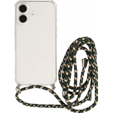 iPhone 16 Case Hülle - Gummi transparent bumper mit Seil - Grün / gold