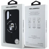 iPhone 16 Case Hülle - Karl Lagerfeld und Choupette soft touch mit MagSafe - Schwarz