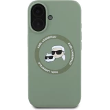 Coque iPhone 16 - Karl Lagerfeld et Choupette soft touch avec MagSafe - Vert fonc&eacute;