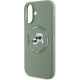 Coque iPhone 16 - Karl Lagerfeld et Choupette soft touch avec MagSafe - Vert fonc&eacute;
