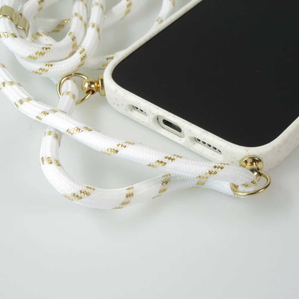 Coque iPhone 16 Plus - Bio Eco-Friendly nature avec cordon collier - Blanc