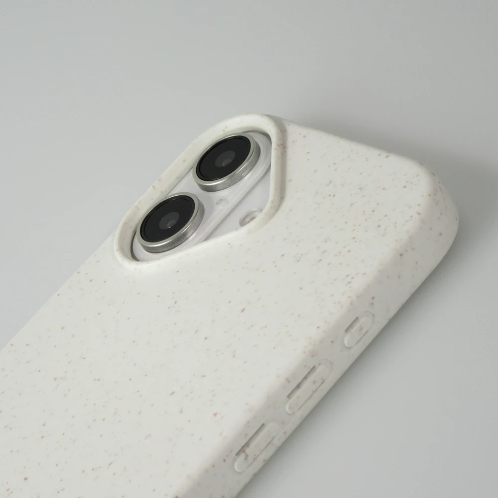 Coque iPhone 16 Plus - Bio Eco-Friendly nature avec cordon collier - Blanc