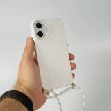 Coque iPhone 16 Plus - Bio Eco-Friendly nature avec cordon collier - Blanc
