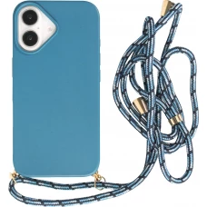 iPhone 16 Plus Case Hülle - Bio Eco-Friendly Vegan mit Handykette Necklace blau