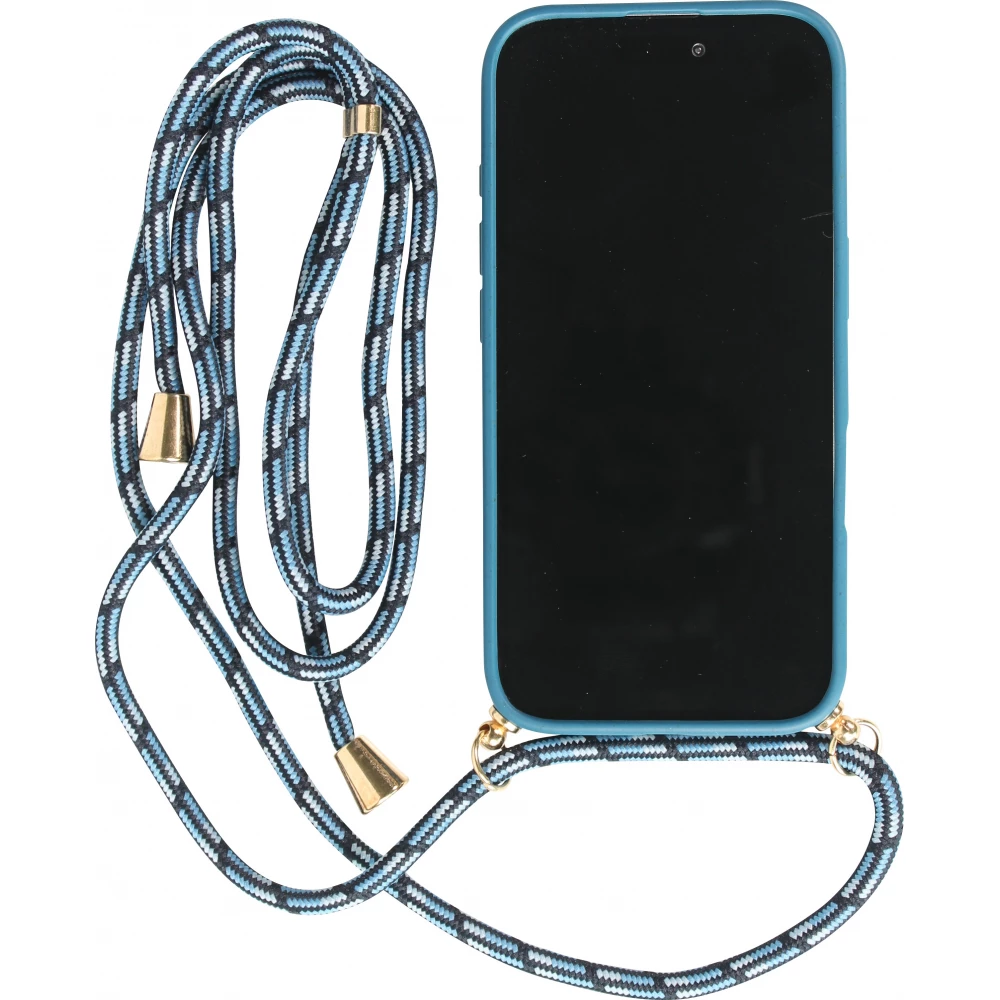 iPhone 16 Plus Case Hülle - Bio Eco-Friendly Vegan mit Handykette Necklace blau
