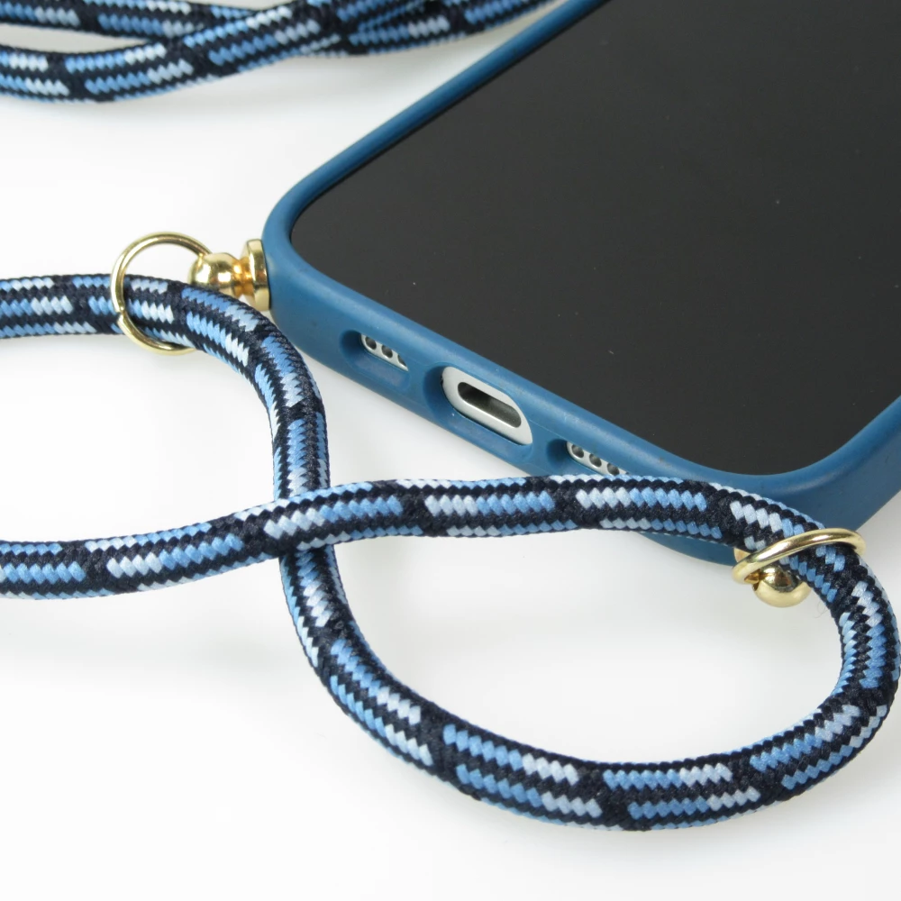 iPhone 16 Plus Case Hülle - Bio Eco-Friendly Vegan mit Handykette Necklace blau
