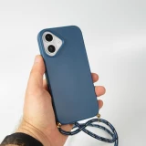 iPhone 16 Plus Case Hülle - Bio Eco-Friendly Vegan mit Handykette Necklace blau