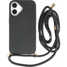 iPhone 16 Plus Case Hülle - Bio Eco-Friendly Vegan mit Handykette Necklace - Schwarz