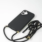 iPhone 16 Plus Case Hülle - Bio Eco-Friendly Vegan mit Handykette Necklace - Schwarz