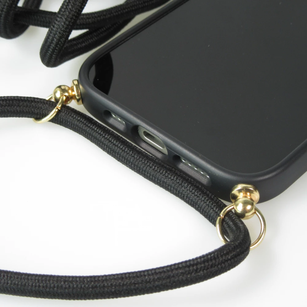 iPhone 16 Plus Case Hülle - Bio Eco-Friendly Vegan mit Handykette Necklace - Schwarz