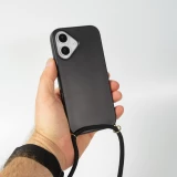 iPhone 16 Plus Case Hülle - Bio Eco-Friendly Vegan mit Handykette Necklace - Schwarz