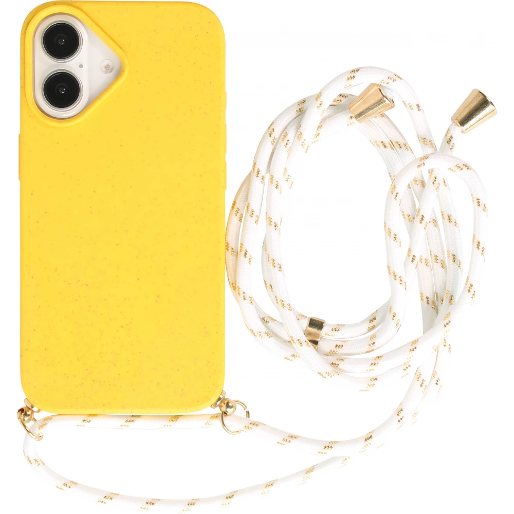 iPhone 16 Plus Case Hülle - Bio Eco-Friendly Vegan mit Handykette Necklace - Gelb