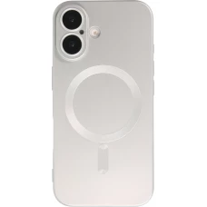 iPhone 16 Plus Case Hülle - Gummi weich mit Kameraschutzglas MagSafe - Silber