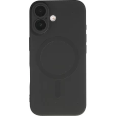 iPhone 16 Plus Case Hülle - Gummi weich mit Kameraschutzglas MagSafe - Schwarz