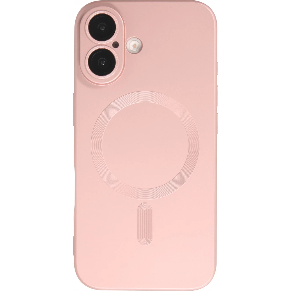 Coque iPhone 16 Plus - Gel souple avec vitre de protection caméra MagSafe - Rose