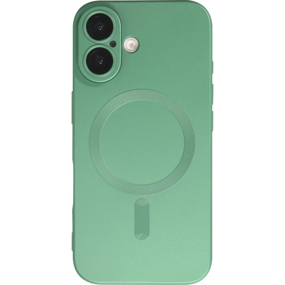 iPhone 16 Plus Case Hülle - Gummi weich mit Kameraschutzglas MagSafe - Grün