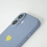 Coque iPhone 16 Plus - Silicone Mat Coeur doré - Bleu