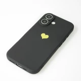 iPhone 16 Plus Case Hülle - Silikon Mat Herz gold - Schwarz