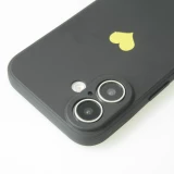 iPhone 16 Plus Case Hülle - Silikon Mat Herz gold - Schwarz