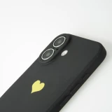 iPhone 16 Plus Case Hülle - Silikon Mat Herz gold - Schwarz