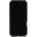Coque iPhone 16 Pro - Couverture en silicone dur transparente avec effet Bulp 3D et coins renforc&eacute;s - Gris