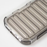 Coque iPhone 16 Pro - Couverture en silicone dur transparente avec effet Bulp 3D et coins renforc&eacute;s - Gris