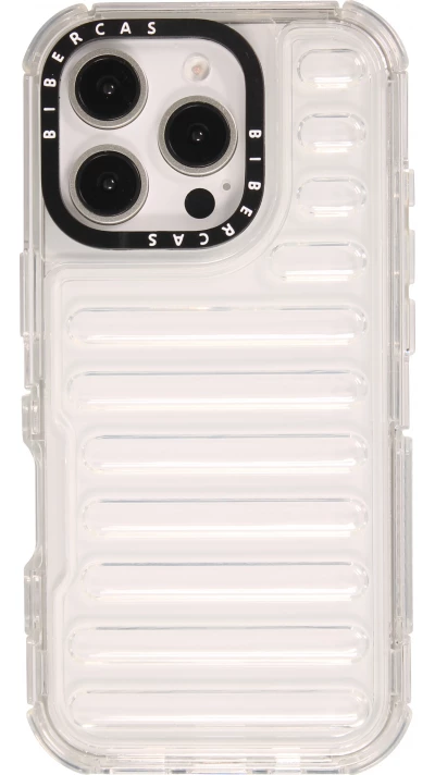 iPhone 16 Pro Max Case H&uuml;lle - Transparente Hart-Silikon Cover mit 3D Bulp Effekt und verst&auml;rkten Ecken - Transparent