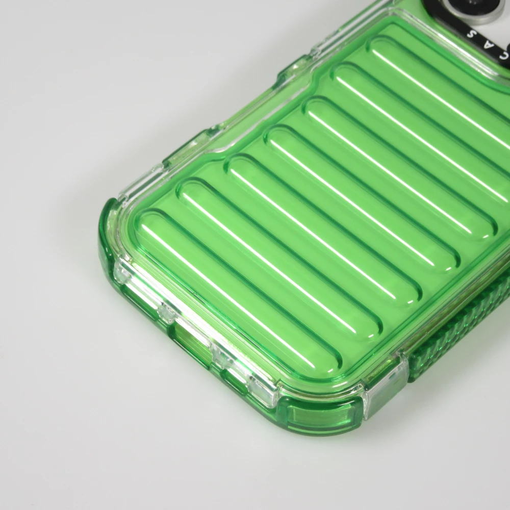 Coque iPhone 16 Pro - Couverture en silicone dur transparente avec effet Bulp 3D et coins renforc&eacute;s - Vert