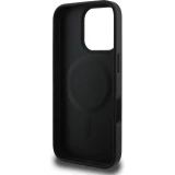 iPhone 16 Pro Case H&uuml;lle - Guess Monogramm Kunstleder mit integriertem Magsafe - Schwarz