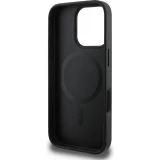 iPhone 16 Pro Case H&uuml;lle - Guess Monogramm Kunstleder mit Love Guess Street Style Logo und integriertem MagSafe - Schwarz