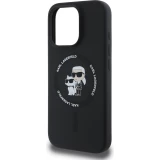 iPhone 16 Pro Case Hülle - Karl Lagerfeld und Choupette soft touch mit MagSafe - Schwarz
