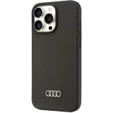 Coque iPhone 16 Pro Max - Audi silicone Soft Touch avec logo - Noir