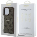 Coque iPhone 16 Pro Max - Guess monogramme similicuir avec MagSafe intégré - Brun