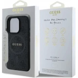 iPhone 16 Pro Max Case H&uuml;lle - Guess Monogramm Kunstleder mit integriertem Magsafe - Schwarz