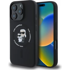Coque iPhone 16 Pro Max - Karl Lagerfeld et Choupette soft touch avec MagSafe - Noir