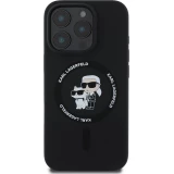 Coque iPhone 16 Pro Max - Karl Lagerfeld et Choupette soft touch avec MagSafe - Noir