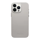 Coque iPhone 16 Pro Max - Qialino cuir véritable (compatible MagSafe) - Gris