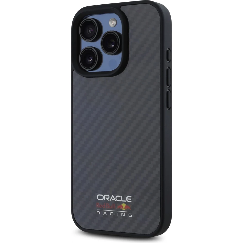iPhone 16 Pro Max Case H&uuml;lle - Red Bull Racing Simple Carbon mit Logo MagSafe - Schwarz