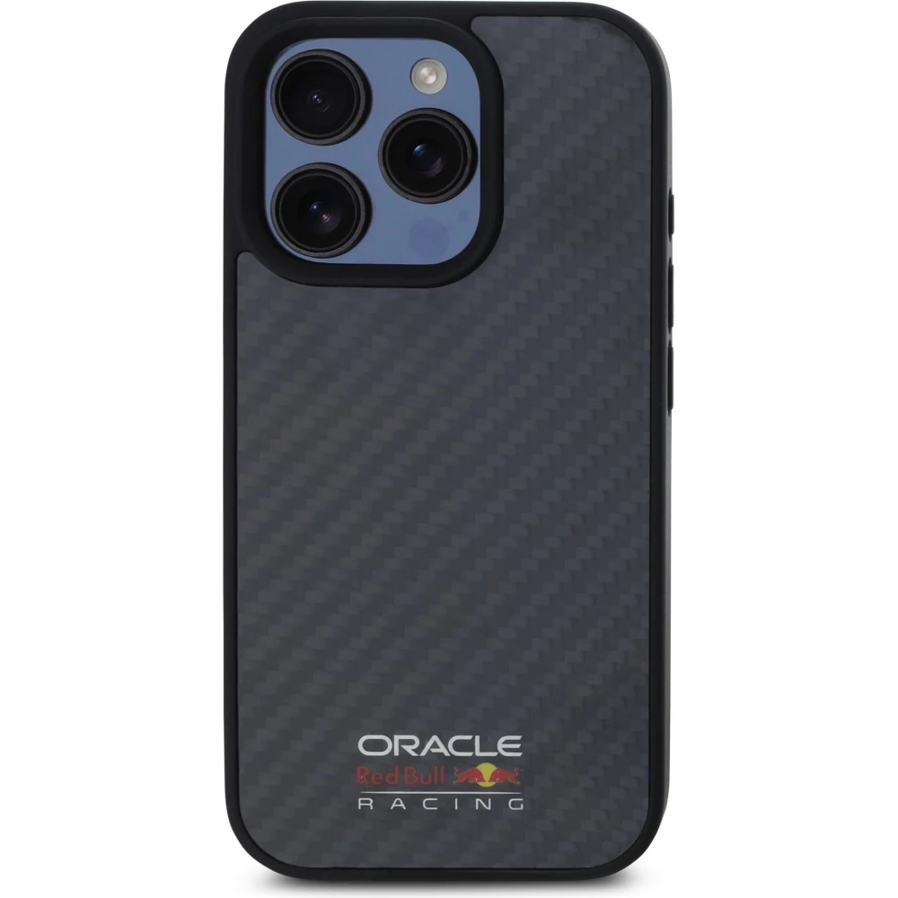 iPhone 16 Pro Max Case H&uuml;lle - Red Bull Racing Simple Carbon mit Logo MagSafe - Schwarz