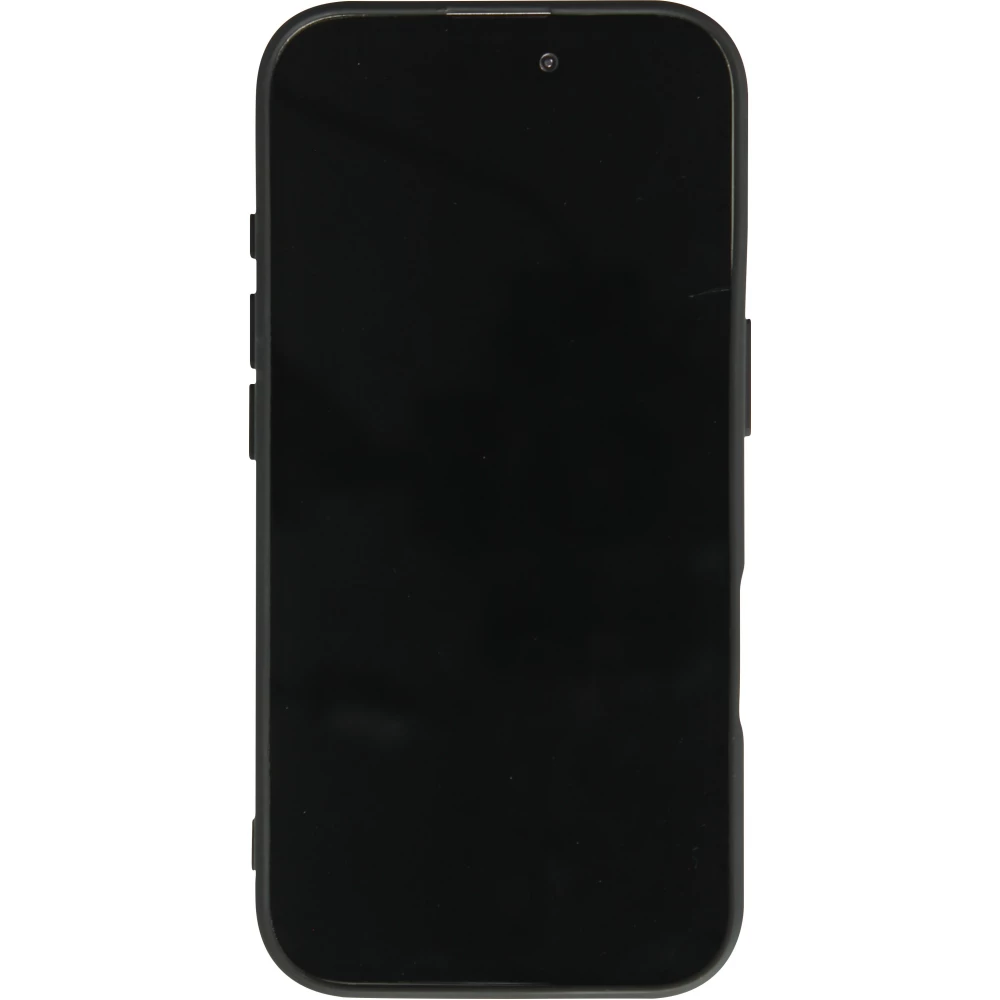 iPhone 16 Case Hülle - Silikon Mat Herz gold - Schwarz