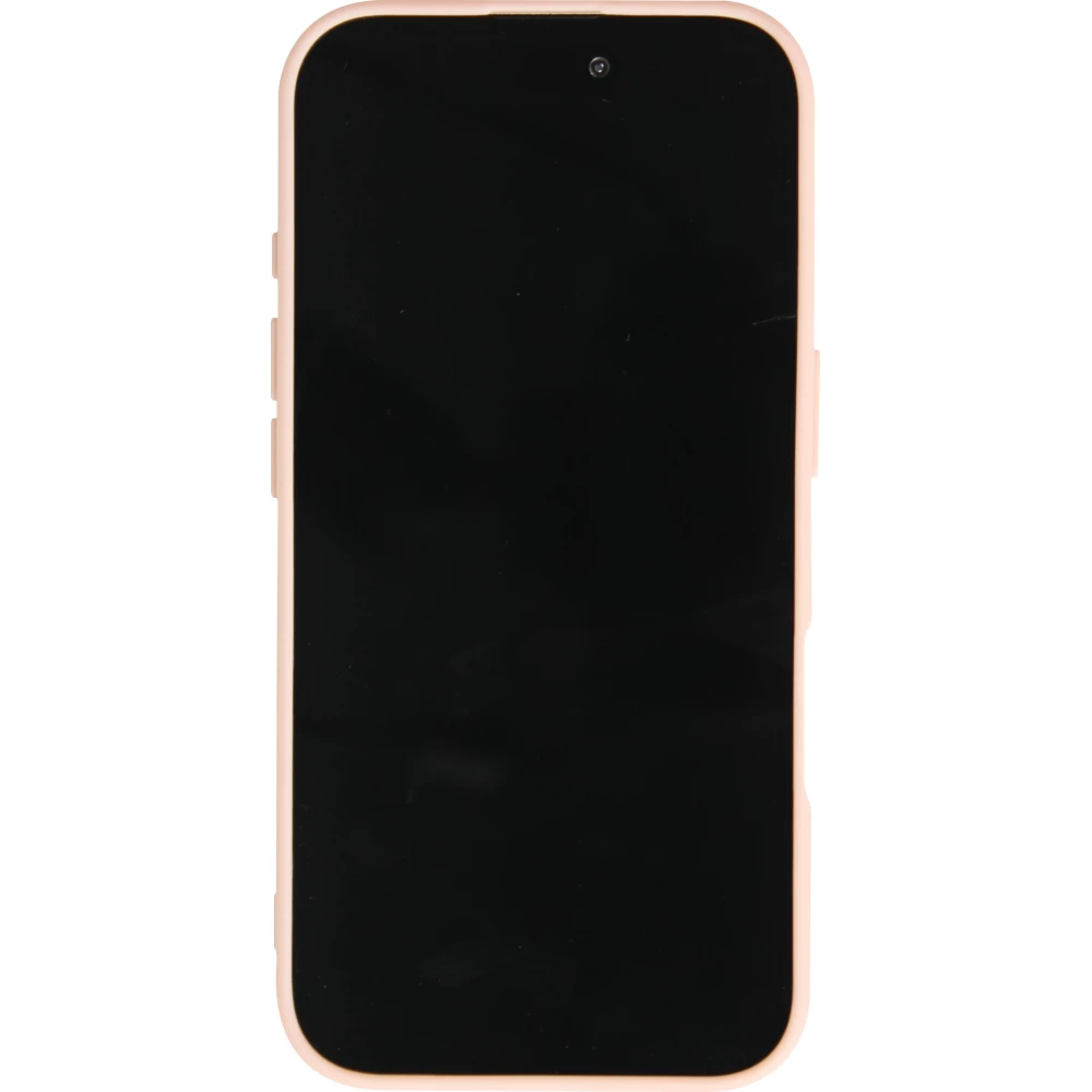 iPhone 16 Case Hülle - Silikon Mat Herz gold - Rosa