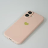 iPhone 16 Case Hülle - Silikon Mat Herz gold - Rosa
