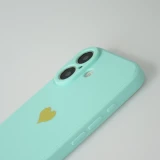 Coque iPhone 16 - Silicone Mat Coeur doré - Turquoise