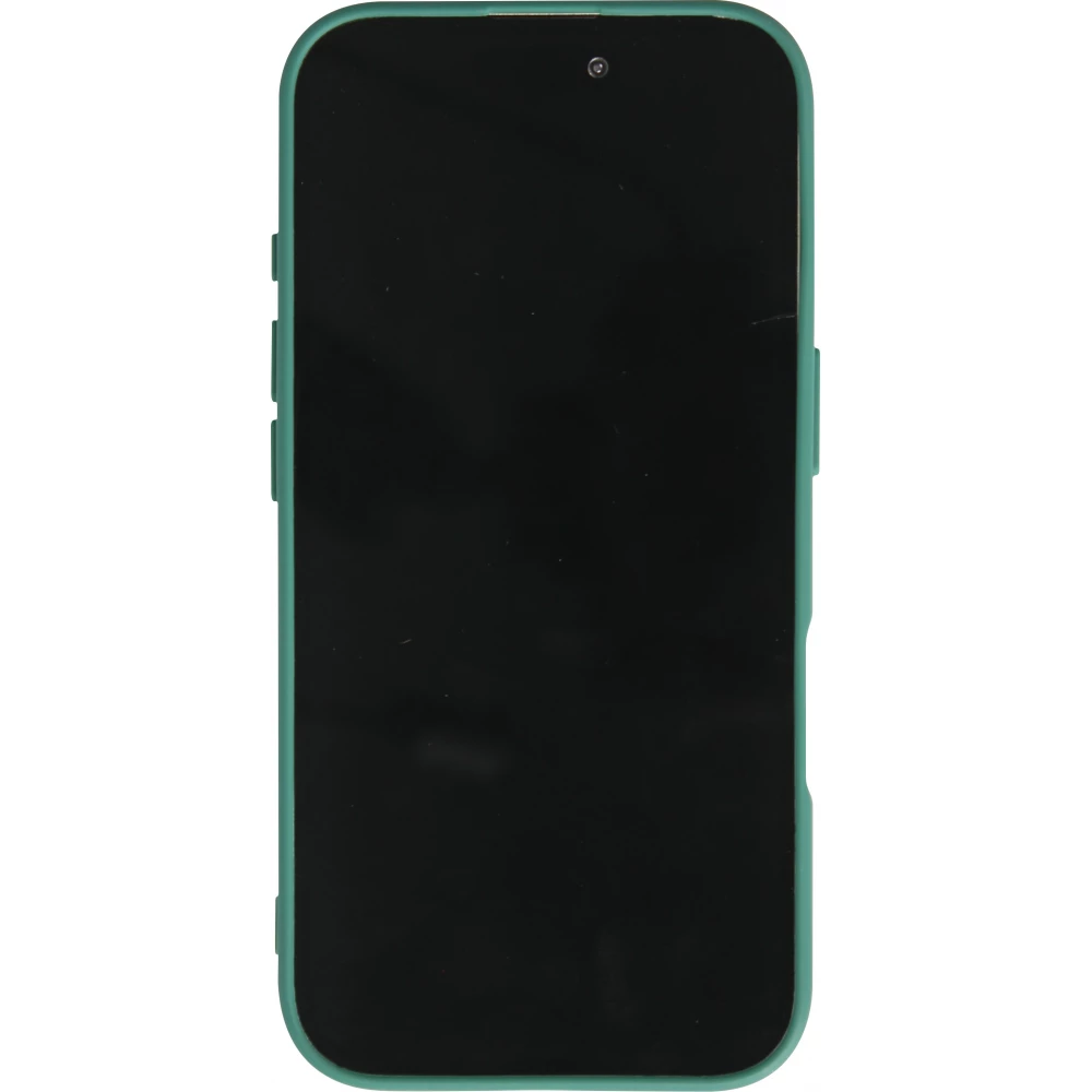 iPhone 16 Case Hülle - Silikon Mat Herz gold - Dunkelgrün