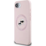 Coque iPhone 16e - Karl Lagerfeld et Choupette silicone Soft Touch avec MagSafe - Rose