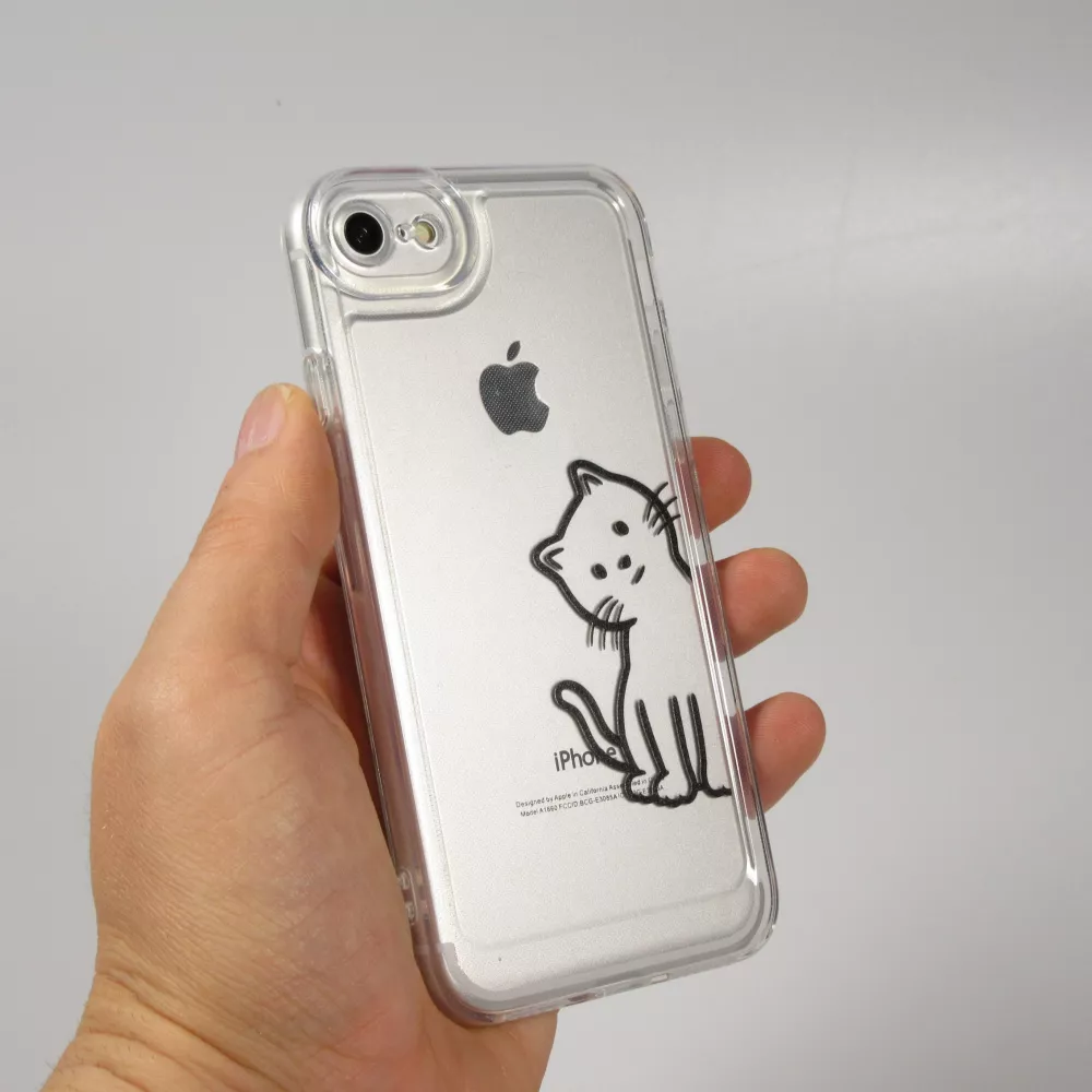 iPhone 7 / 8 / SE (2020, 2022) Case Hülle - Silikon Cover transparent süsse kleine Katze